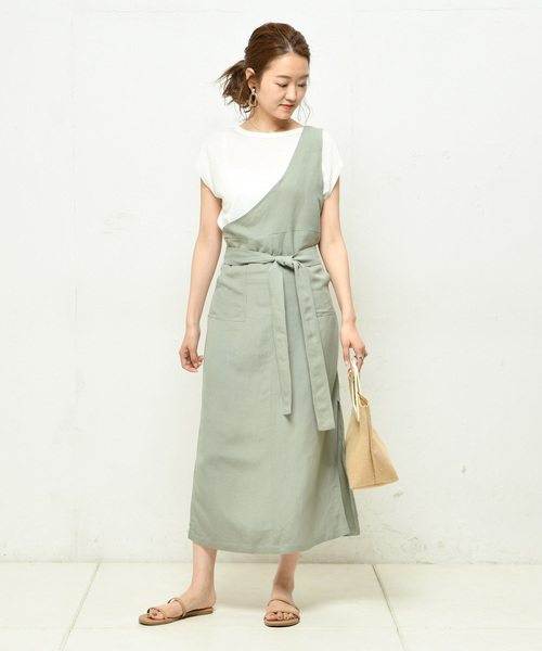 DouDou(ドゥドゥ)の「ワンショル2WAYワンピース(ワンピース・レディース・ベージュ/グリーン・FREE)」の2枚目の写真