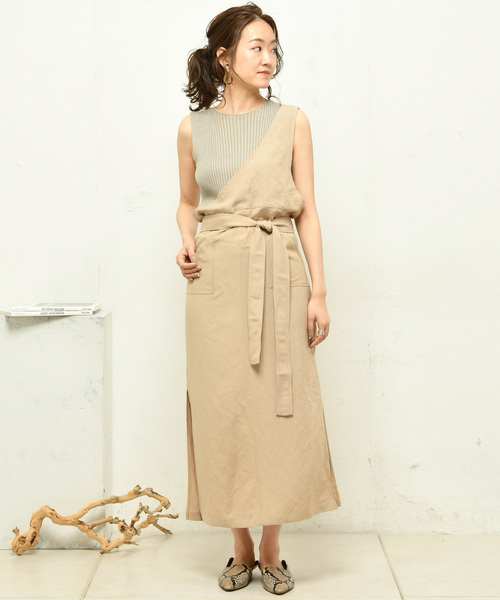 DouDou(ドゥドゥ)の「ワンショル2WAYワンピース(ワンピース・レディース・ベージュ/グリーン・FREE)」の3枚目の写真