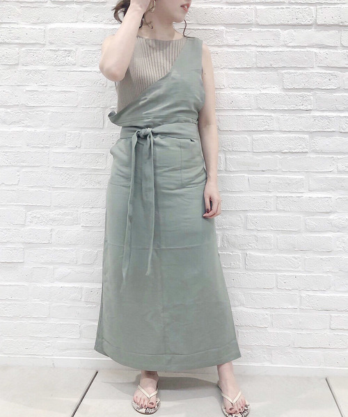 DouDou(ドゥドゥ)の「ワンショル2WAYワンピース(ワンピース・レディース・ベージュ/グリーン・FREE)」の7枚目の写真