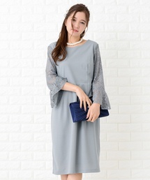 Lace Ladies | 花柄レースフレア袖美ラインワンピース・ドレス(ドレス)