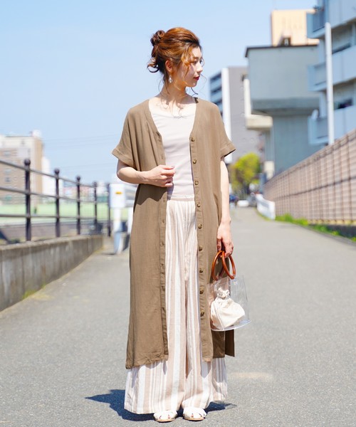 reca（レカ）の「2wayリネンスリット入りロングガウンワンピース（ワンピース・レディース・ブラック/ベージュ/ナチュラル・FREE）」の4枚目の写真