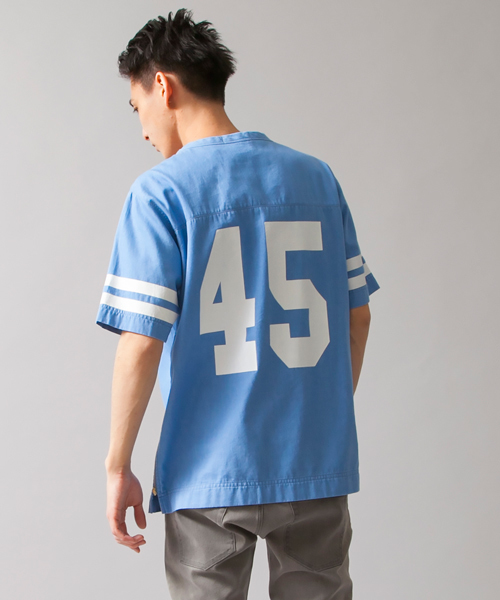 MONKEY TIME（モンキータイム）の「MT∴ 6ozデニム フットボール T-シャツ（シャツ/ブラウス・メンズ・ネイビー/ライトブルー・MEDIUM/SMALL/LARGE）」の3枚目の写真