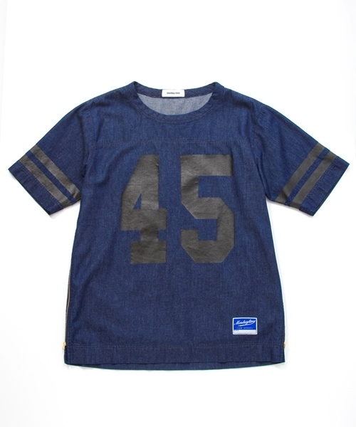 MONKEY TIME（モンキータイム）の「MT∴ 6ozデニム フットボール T-シャツ（シャツ/ブラウス・メンズ・ネイビー/ライトブルー・MEDIUM/SMALL/LARGE）」の4枚目の写真