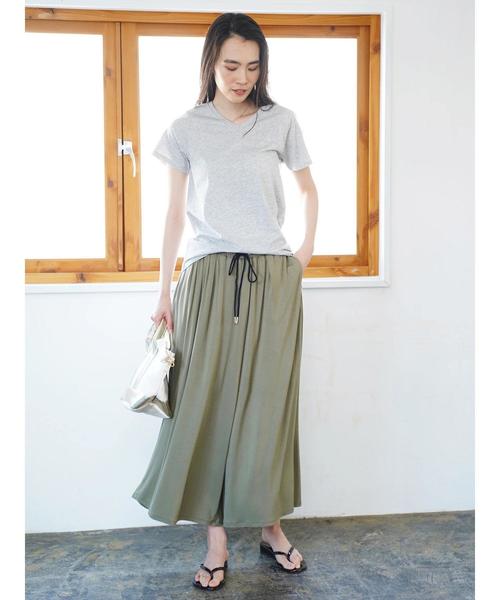 AMERICAN HOLIC(アメリカンホリック)の「カットソーロングガウチョパンツ(その他パンツ・レディース・チャコールグレー/ブラック/ネイビー/カーキ/モカ/ベージュ系その他/テラコッタ・M/L)」の20枚目の写真
