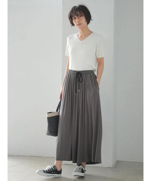 AMERICAN HOLIC(アメリカンホリック)の「カットソーロングガウチョパンツ(その他パンツ・レディース・チャコールグレー/ブラック/ネイビー/カーキ/モカ/ベージュ系その他/テラコッタ・M/L)」の14枚目の写真