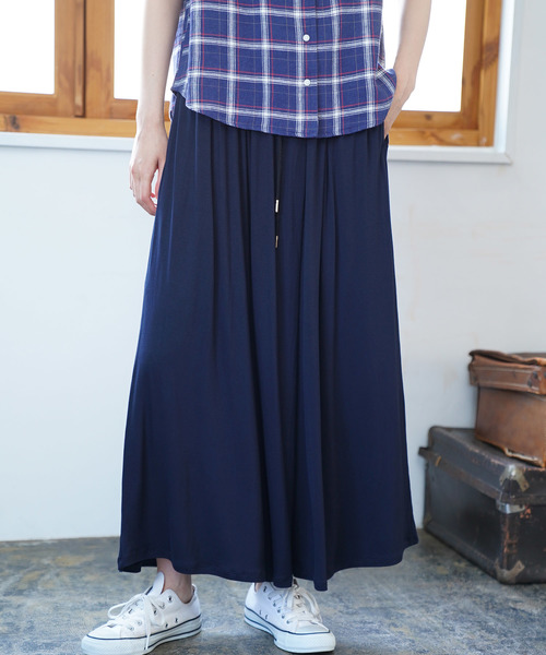 AMERICAN HOLIC(アメリカンホリック)の「カットソーロングガウチョパンツ(その他パンツ・レディース・チャコールグレー/ブラック/ネイビー/カーキ/モカ/ベージュ系その他/テラコッタ・M/L)」の7枚目の写真