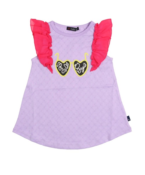 Caldia（カルディア）の「メッシュ天竺ハートサングラスＴシャツ（Tシャツ/カットソー・キッズ・グレー/パープル・100/90/140/130/110/80/120）」の2枚目の写真