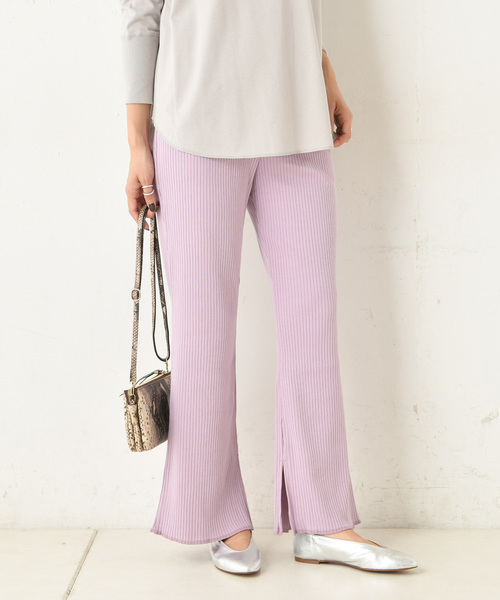 DouDou（ドゥドゥ）の「カットリブパンツ（その他パンツ・レディース・オフホワイト/グレイッシュベージュ/グリーン/ブラック/キャメル/ピンク・FREE）」の6枚目の写真