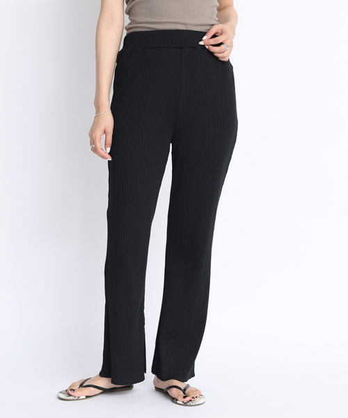 DouDou（ドゥドゥ）の「カットリブパンツ（その他パンツ・レディース・オフホワイト/グレイッシュベージュ/グリーン/ブラック/キャメル/ピンク・FREE）」の3枚目の写真