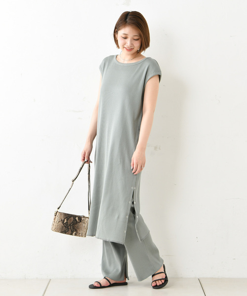 DouDou（ドゥドゥ）の「カットリブパンツ（その他パンツ・レディース・オフホワイト/グレイッシュベージュ/グリーン/ブラック/キャメル/ピンク・FREE）」の11枚目の写真