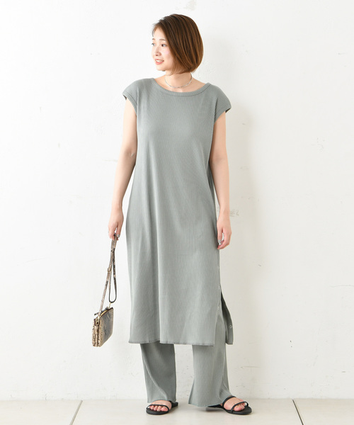 DouDou（ドゥドゥ）の「カットリブパンツ（その他パンツ・レディース・オフホワイト/グレイッシュベージュ/グリーン/ブラック/キャメル/ピンク・FREE）」の12枚目の写真