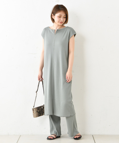 DouDou（ドゥドゥ）の「カットリブパンツ（その他パンツ・レディース・オフホワイト/グレイッシュベージュ/グリーン/ブラック/キャメル/ピンク・FREE）」の14枚目の写真