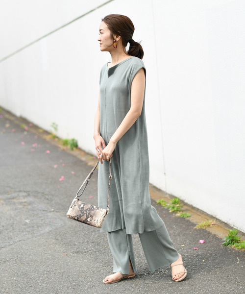 DouDou（ドゥドゥ）の「カットリブパンツ（その他パンツ・レディース・オフホワイト/グレイッシュベージュ/グリーン/ブラック/キャメル/ピンク・FREE）」の16枚目の写真