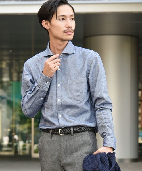 SHIPS（シップス）の「SC: ペルヴィアン ピマ セミワイドカラー ネルシャツ（シャツ/ブラウス・メンズ・チャコールグレー/ネイビー/オフホワイト/ブルー・SMALL/MEDIUM/LARGE/X-LARGE）」の18枚目の写真