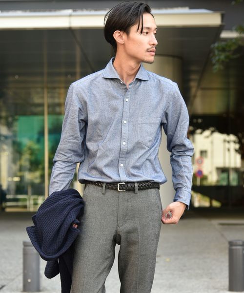 SHIPS（シップス）の「SC: ペルヴィアン ピマ セミワイドカラー ネルシャツ（シャツ/ブラウス・メンズ・チャコールグレー/ネイビー/オフホワイト/ブルー・SMALL/MEDIUM/LARGE/X-LARGE）」の19枚目の写真