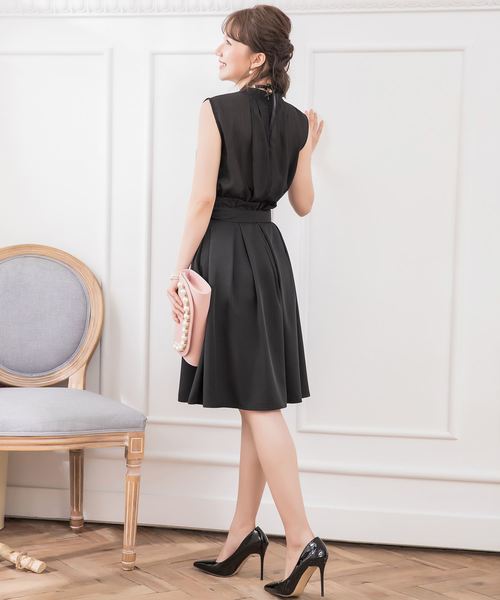 DRESS STAR(ドレス スター)の「結婚式ワンピースプチハイネックタックブラウス×ウエストリボンAラインスカートのセットアップ(セットアップ・レディース・ブラック/ベージュ/ネイビー/グレー/ピンク・XXXL/S/M/L/XL/XXL)」の15枚目の写真