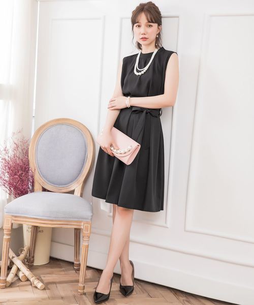 DRESS STAR(ドレス スター)の「結婚式ワンピースプチハイネックタックブラウス×ウエストリボンAラインスカートのセットアップ(セットアップ・レディース・ブラック/ベージュ/ネイビー/グレー/ピンク・XXXL/S/M/L/XL/XXL)」の16枚目の写真