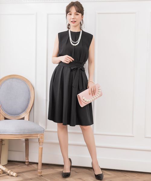 DRESS STAR(ドレス スター)の「結婚式ワンピースプチハイネックタックブラウス×ウエストリボンAラインスカートのセットアップ(セットアップ・レディース・ブラック/ベージュ/ネイビー/グレー/ピンク・XXXL/S/M/L/XL/XXL)」の17枚目の写真
