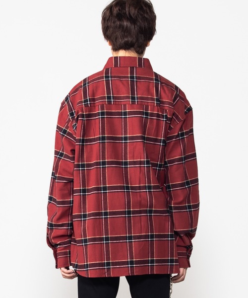 WEGO(ウィゴー)の「WEGO/チェックネルビッグシルエットシャツ(シャツ/ブラウス・メンズ・ベージュ/ネイビー/ダークグリーン/ワイン/ベージュ系その他/ブラック/グリーン・SMALL/MEDIUM/LARGE)」の15枚目の写真