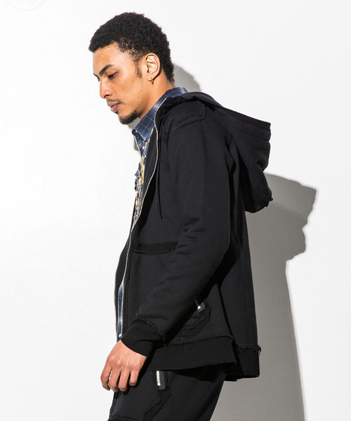 C DIEM(カルペディエム)の「C DIEM(カルペディエム)裏毛ジップパーカー(パーカー・メンズ・ブラック/ライトグレー・M/L/S)」の5枚目の写真