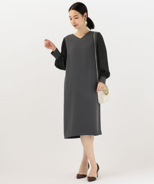 ships little black(シップスリトルブラック)の「little black:カッセンボリュームスリーブワンピース◇(ワンピース・レディース・ダークグレー/ピンク系その他・ONE SIZE)」の5枚目の写真