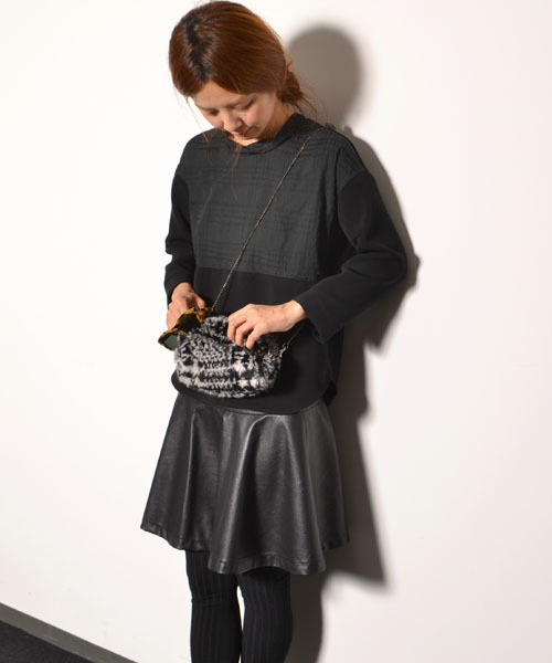 AMERICAN RAG CIE（アメリカンラグシー）の「ﾌｪｲｸﾚｻﾞｰﾌﾚｱSK/210-AMR-dms-L142-SK094（スカート・レディース・ブラック/ダークブラウン・0/1）」の9枚目の写真