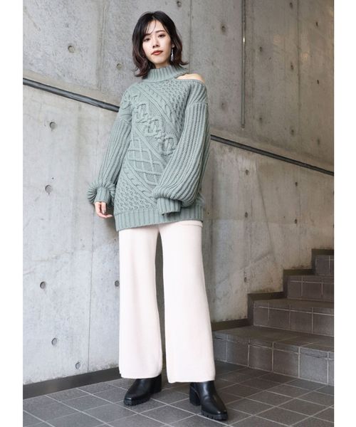 MURUA（ムルーア）の「ワッフルニットパンツ（その他パンツ・レディース・アイボリー/イエロー/ブラック・FREE）」の6枚目の写真