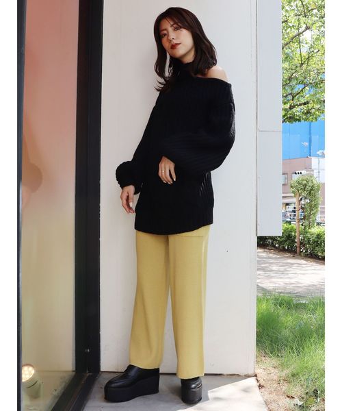 MURUA（ムルーア）の「ワッフルニットパンツ（その他パンツ・レディース・アイボリー/イエロー/ブラック・FREE）」の13枚目の写真