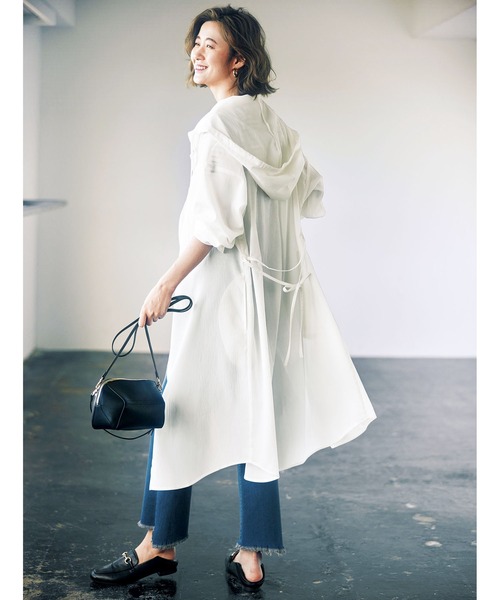 GeeRA(ジーラ)の「ゆるロングパーカーシャツ(シャツ/ブラウス・レディース・ブラック/ホワイト/ピンクベージュ・LARGE/MEDIUM/X-LARGE/SMALL/XX-LARGE)」の4枚目の写真