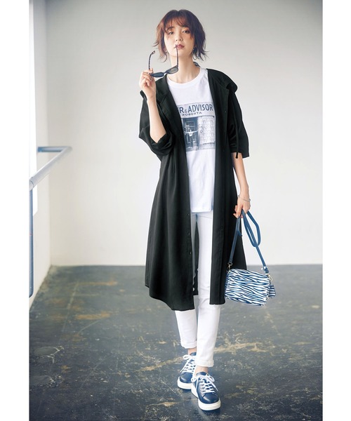 GeeRA(ジーラ)の「ゆるロングパーカーシャツ(シャツ/ブラウス・レディース・ブラック/ホワイト/ピンクベージュ・LARGE/MEDIUM/X-LARGE/SMALL/XX-LARGE)」の5枚目の写真