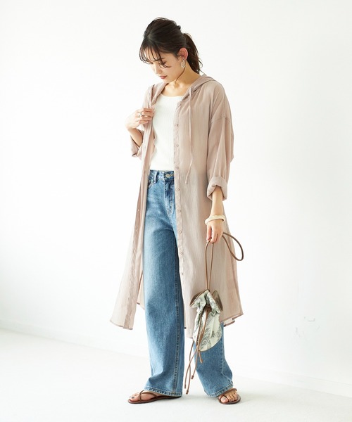 GeeRA(ジーラ)の「ゆるロングパーカーシャツ(シャツ/ブラウス・レディース・ブラック/ホワイト/ピンクベージュ・LARGE/MEDIUM/X-LARGE/SMALL/XX-LARGE)」の11枚目の写真