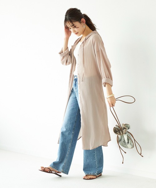GeeRA(ジーラ)の「ゆるロングパーカーシャツ(シャツ/ブラウス・レディース・ブラック/ホワイト/ピンクベージュ・LARGE/MEDIUM/X-LARGE/SMALL/XX-LARGE)」の8枚目の写真
