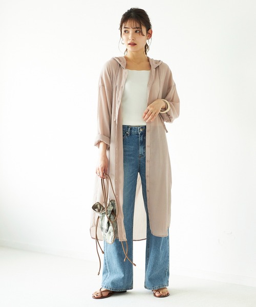 GeeRA(ジーラ)の「ゆるロングパーカーシャツ(シャツ/ブラウス・レディース・ブラック/ホワイト/ピンクベージュ・LARGE/MEDIUM/X-LARGE/SMALL/XX-LARGE)」の12枚目の写真
