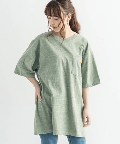 Carhartt（カーハート）の「CARHARTT カーハート Oxford Sports Shirt ルーズシルエット ビッグ ポケットTEE K87（Tシャツ/カットソー・メンズ・ダークブラウン/ベージュ/ダークオリーブ/ヘザーグレー/ワイン/ホワイト/ネイビー/ブルー/ウッド/チャコール/コバルトブルー/ブラック/グリーン/グリーン系/グレイッシュブルー・XL/L/M）」の10枚目の写真