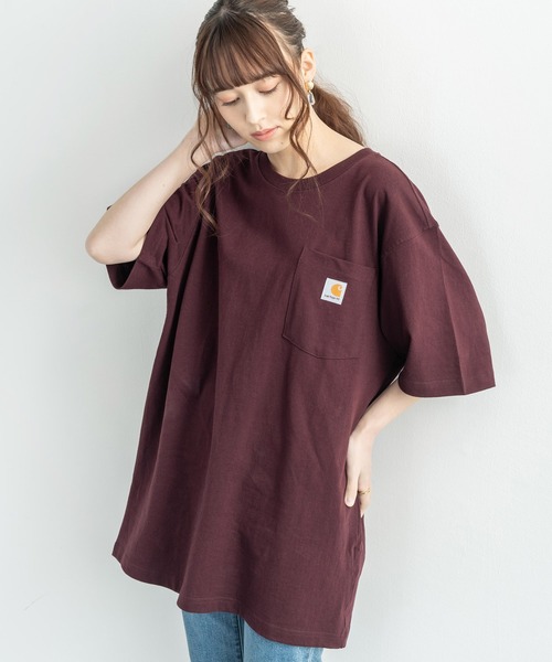 Carhartt（カーハート）の「CARHARTT カーハート Oxford Sports Shirt ルーズシルエット ビッグ ポケットTEE K87（Tシャツ/カットソー・メンズ・ダークブラウン/ベージュ/ダークオリーブ/ヘザーグレー/ワイン/ホワイト/ネイビー/ブルー/ウッド/チャコール/コバルトブルー/ブラック/グリーン/グリーン系/グレイッシュブルー・XL/L/M）」の15枚目の写真