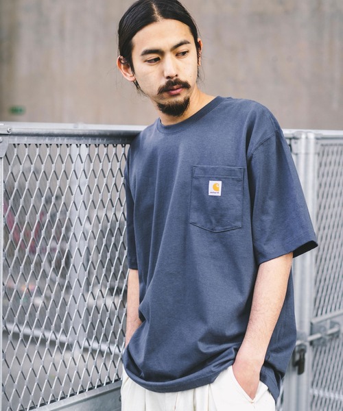Carhartt（カーハート）の「CARHARTT カーハート Oxford Sports Shirt ルーズシルエット ビッグ ポケットTEE K87（Tシャツ/カットソー・メンズ・ダークブラウン/ベージュ/ダークオリーブ/ヘザーグレー/ワイン/ホワイト/ネイビー/ブルー/ウッド/チャコール/コバルトブルー/ブラック/グリーン/グリーン系/グレイッシュブルー・XL/L/M）」の12枚目の写真
