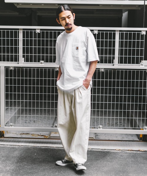 Carhartt（カーハート）の「CARHARTT カーハート Oxford Sports Shirt ルーズシルエット ビッグ ポケットTEE K87（Tシャツ/カットソー・メンズ・ダークブラウン/ベージュ/ダークオリーブ/ヘザーグレー/ワイン/ホワイト/ネイビー/ブルー/ウッド/チャコール/コバルトブルー/ブラック/グリーン/グリーン系/グレイッシュブルー・XL/L/M）」の17枚目の写真