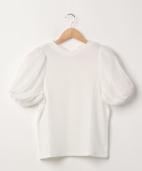 FUN.TRINITY（ファン トリニティー）の「パフスリーブトップス（Tシャツ/カットソー・レディース・ブラック/ベージュ/オフホワイト/ピンク・FREE）」の7枚目の写真