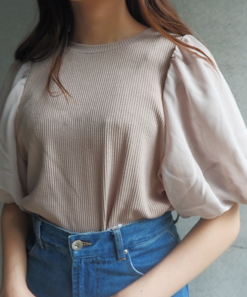 FUN.TRINITY（ファン トリニティー）の「パフスリーブトップス（Tシャツ/カットソー・レディース・ブラック/ベージュ/オフホワイト/ピンク・FREE）」の12枚目の写真