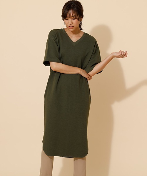 セール ワッフルバックベルトvネックワンピース ワンピース Azul By Moussy アズールバイマウジー のファッション通販 Zozotown