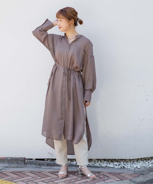 flower（フラワー）の「デイリーシアーワンピース（ワンピース・レディース・アイボリー/アッシュグレー・FREE）」の2枚目の写真