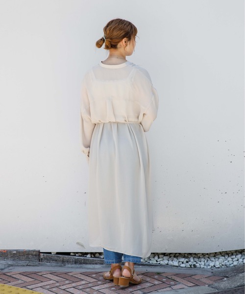 flower（フラワー）の「デイリーシアーワンピース（ワンピース・レディース・アイボリー/アッシュグレー・FREE）」の15枚目の写真