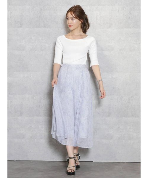 dazzlin（ダズリン）の「ボートネックイレリブハーフスリーブニットトップス（ニット/セーター・レディース・オフホワイト/ピンク/グリーン/ブラウン・FREE）」の6枚目の写真