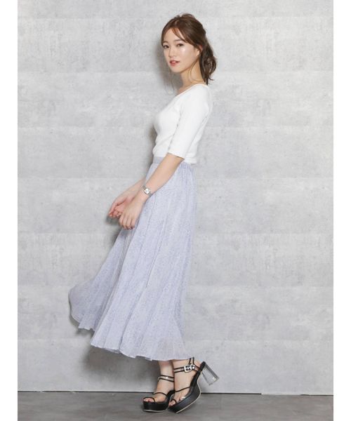 dazzlin（ダズリン）の「ボートネックイレリブハーフスリーブニットトップス（ニット/セーター・レディース・オフホワイト/ピンク/グリーン/ブラウン・FREE）」の7枚目の写真