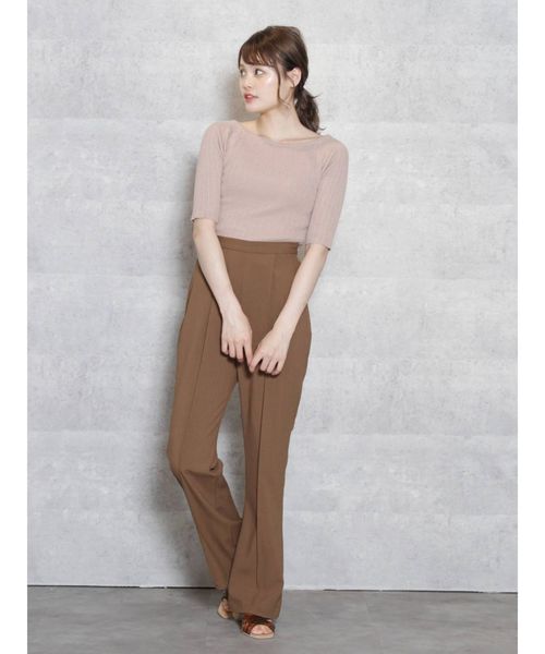 dazzlin（ダズリン）の「ボートネックイレリブハーフスリーブニットトップス（ニット/セーター・レディース・オフホワイト/ピンク/グリーン/ブラウン・FREE）」の8枚目の写真