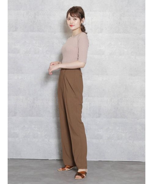 dazzlin（ダズリン）の「ボートネックイレリブハーフスリーブニットトップス（ニット/セーター・レディース・オフホワイト/ピンク/グリーン/ブラウン・FREE）」の9枚目の写真