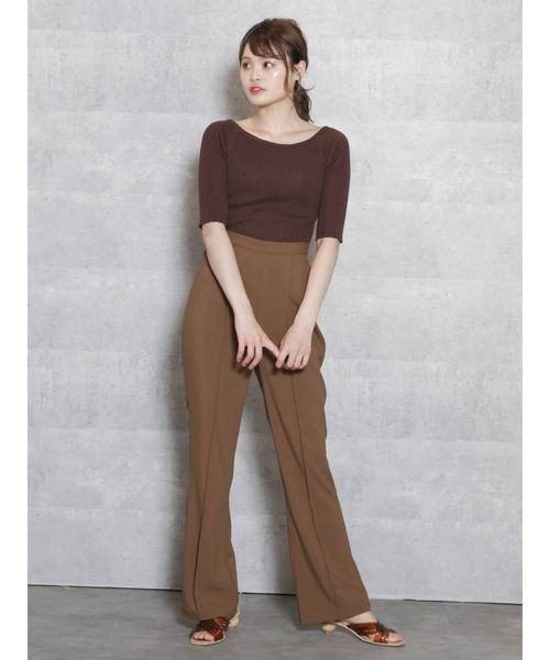 dazzlin（ダズリン）の「ボートネックイレリブハーフスリーブニットトップス（ニット/セーター・レディース・オフホワイト/ピンク/グリーン/ブラウン・FREE）」の12枚目の写真