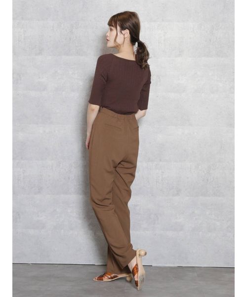 dazzlin（ダズリン）の「ボートネックイレリブハーフスリーブニットトップス（ニット/セーター・レディース・オフホワイト/ピンク/グリーン/ブラウン・FREE）」の14枚目の写真