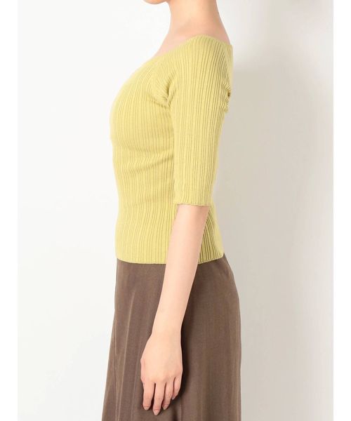 dazzlin（ダズリン）の「ボートネックイレリブハーフスリーブニットトップス（ニット/セーター・レディース・オフホワイト/ピンク/グリーン/ブラウン・FREE）」の16枚目の写真