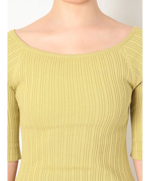 dazzlin（ダズリン）の「ボートネックイレリブハーフスリーブニットトップス（ニット/セーター・レディース・オフホワイト/ピンク/グリーン/ブラウン・FREE）」の18枚目の写真